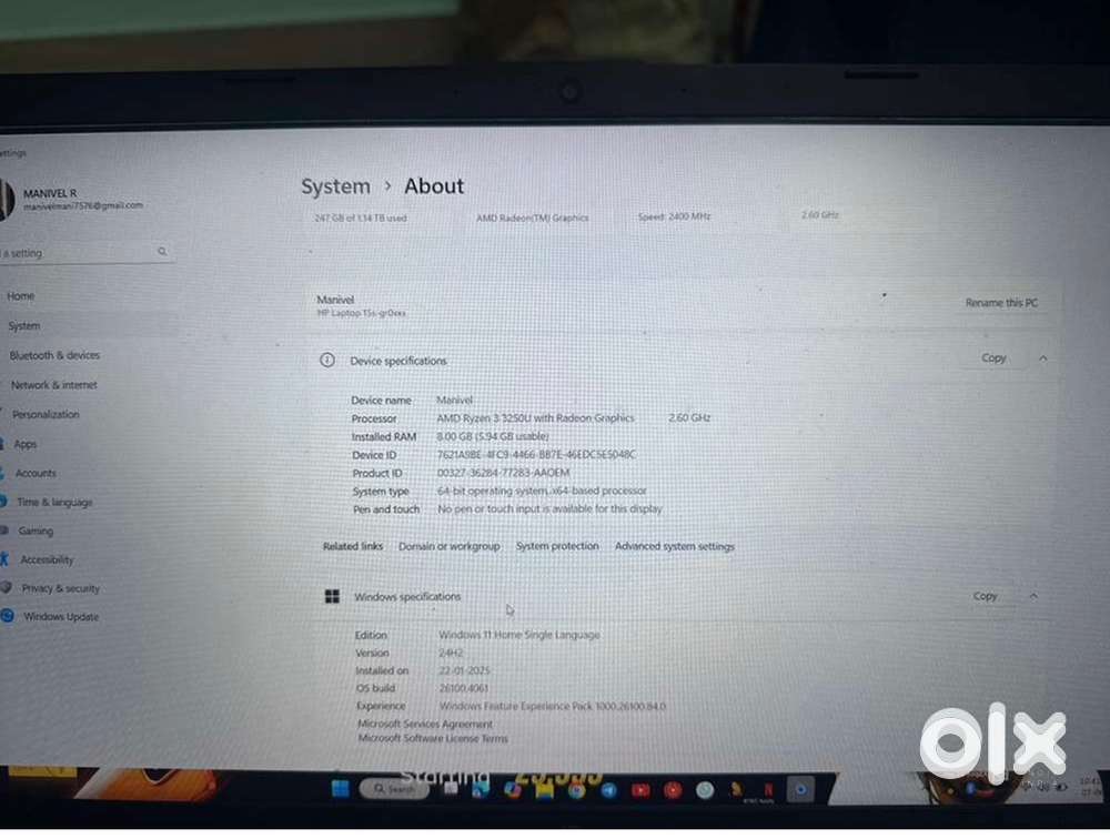 Hp 15s loptop with 8Gb RAM  1TB HDD