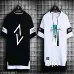 Men's (Pack of 2) Funky Print Regular White Tshirts