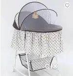 Baby Bassinet with Mosquito net& storage color : brown