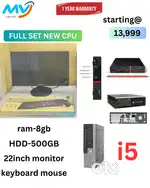 Ram - 8GB DDR3  Hard disk - 500GB  Replacement Warranty  Cash on home