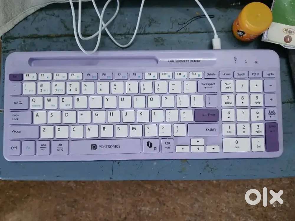 Wireless Keyboard with Bluetooth + 2.4 GHz USB Receiver, Purple