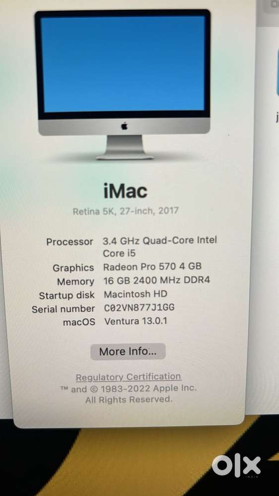iMac retina 5k 27inc (2017 model)
