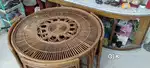 Cane 4 seater circular dining table with new seat covers