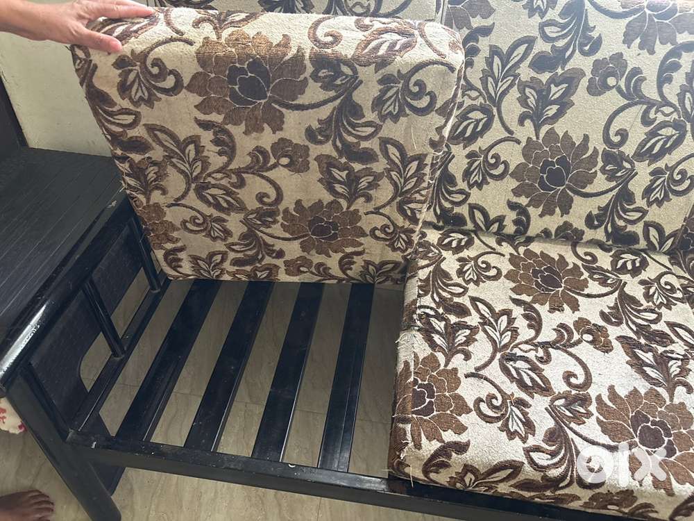 3 person Sofa set with with 2 person single chairs. One bed available