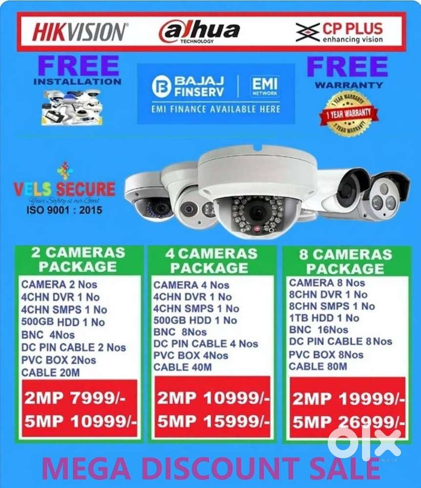 MEGA FESTIVAL OFFER SALE  2MP  DAHUA or CP PLUS or HIKVISION  CCTV