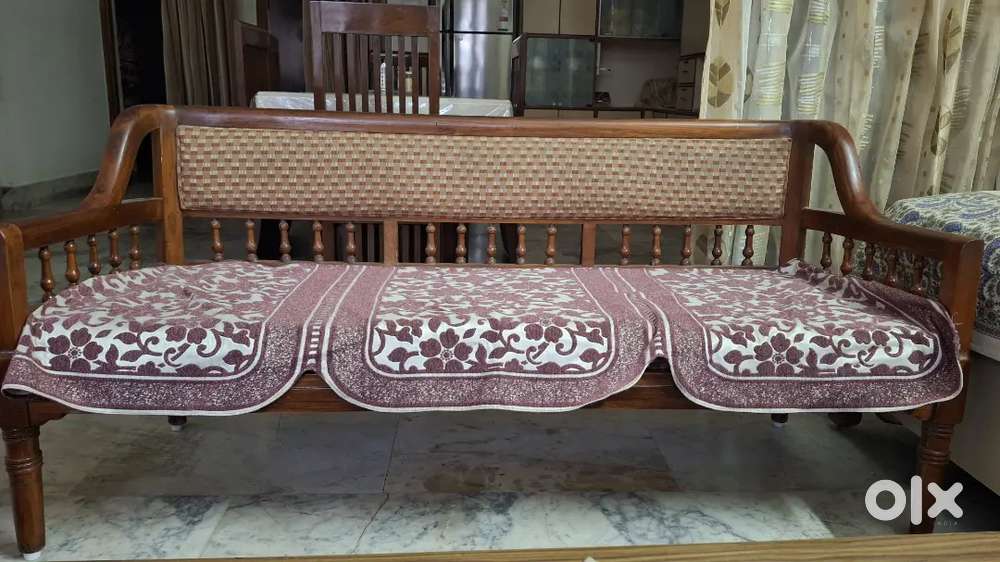 Two 3 seater sofa set with one single bed diwan of Sagwan wood