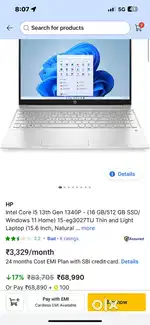 Hp Intel Core i5 13th Gen 1340P - (16 GB/512 GB SSD/ Windows 11 Home)