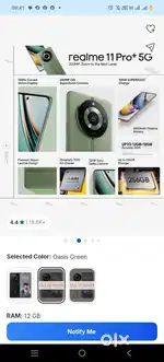 REALME 11 PRO + 5G/12 GB RAM/256 GB INTERNAL/AMOLED CURVED DISPLAY