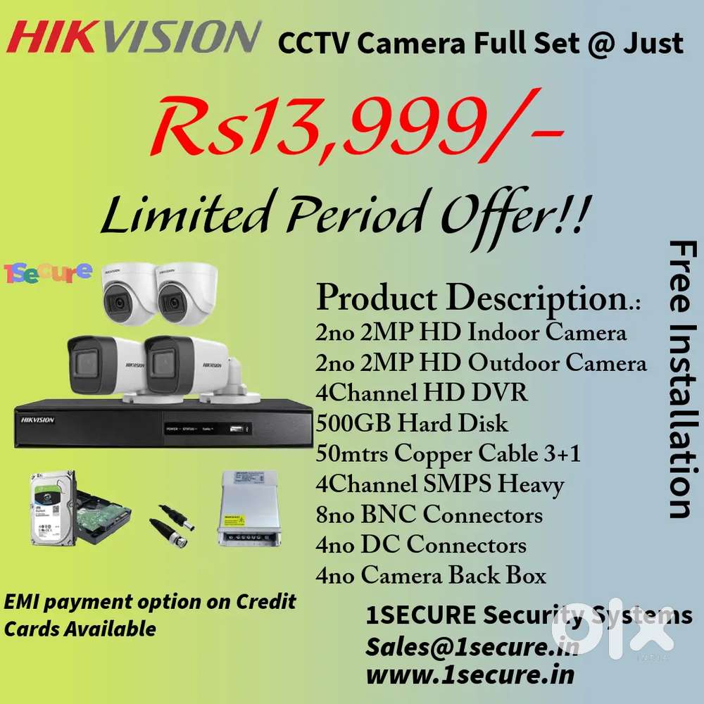 Secure Your Premises with Hikvision CCTV  Camera full set