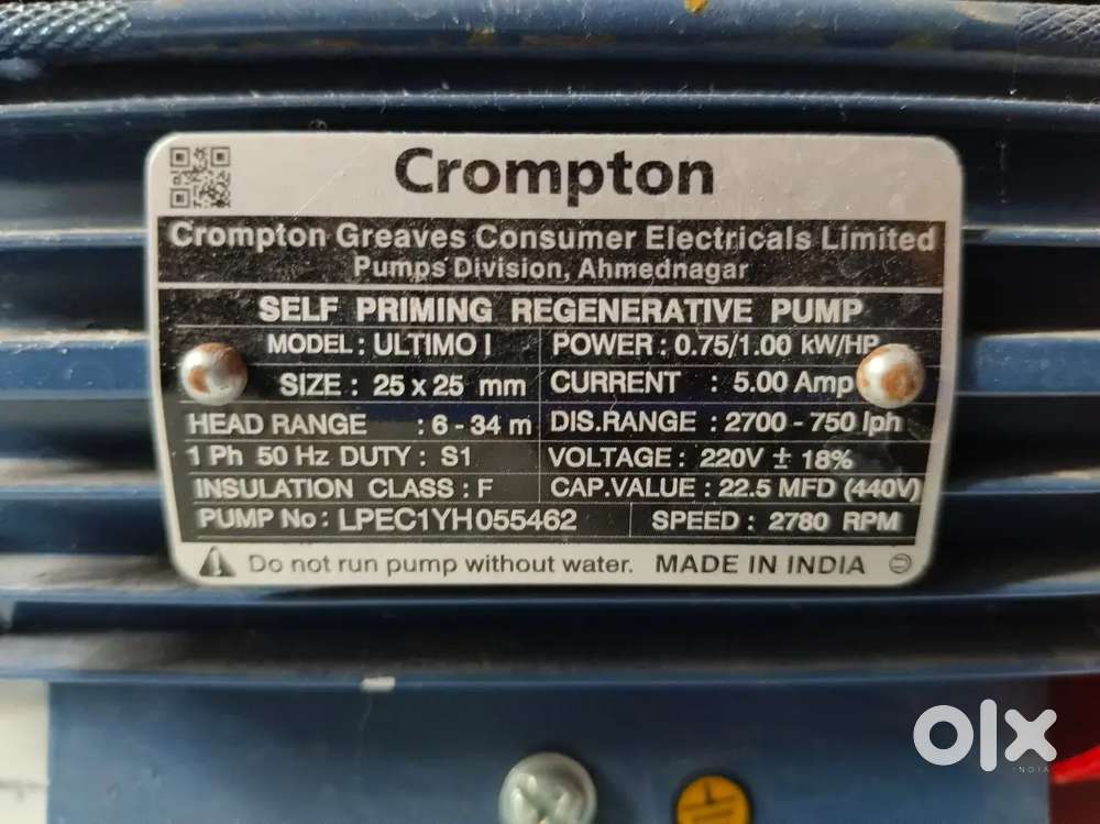 Crompton moter 1 HP
