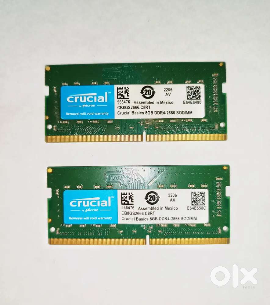 2 × Crucial 8 GB DDR4-2666 MHz Laptop RAM (Total 16 GB)Great Condition