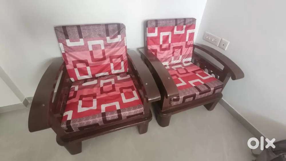 Wooden sofa with chair
