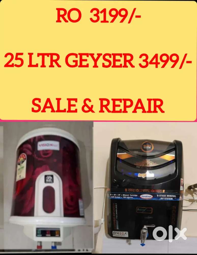 AQUA FRESH COPPER ALKALINE RO, UNDER SINK RO, GEYSER, CHIMNEY, REPAIR
