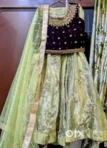Designer lehnga with velvet choli