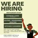 Chinese and Shawarma Master Required Urgently
