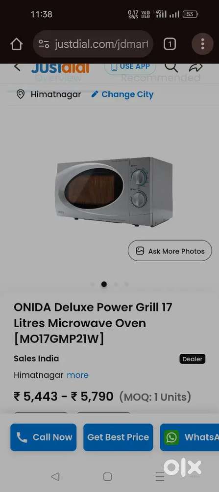 Onida microwave oven & grill 17 ltr. Best condition