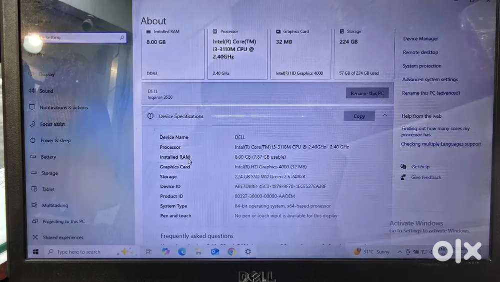 Dell Inspiron 3520 Laptop