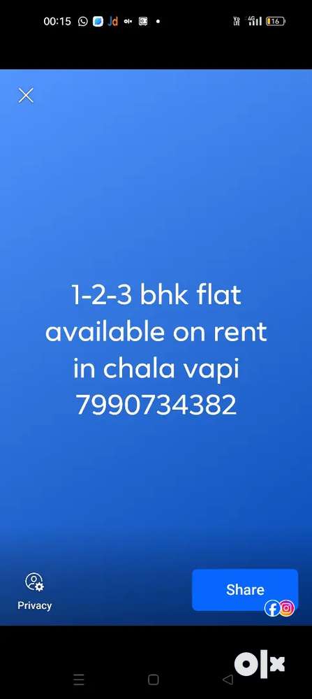 1/2/3 bhk flats available on rent in chala vapi