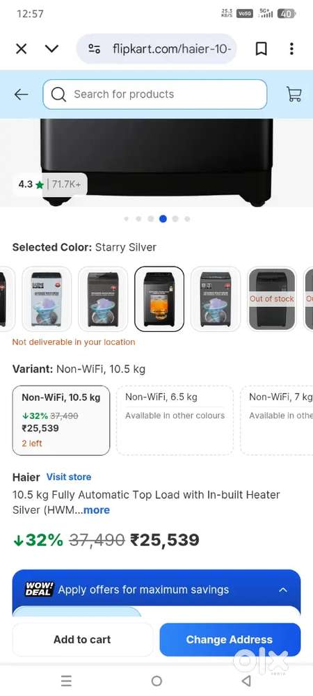 1days showroom out New machine automatic top load 10.5 kg new packing