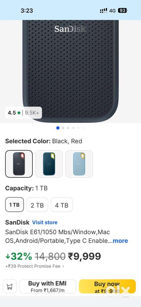 SanDisk E61/1050 Mbs/Window,Mac OS, Android/Portable, Type C