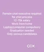 Female chat executive for chat process