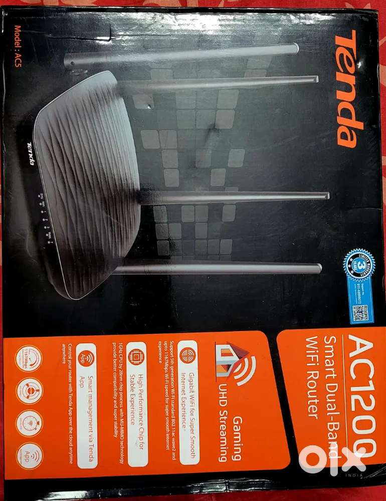 Tenda AC1200 Smart Dual-Band WiFi Router Model AC5-Excellent Condition