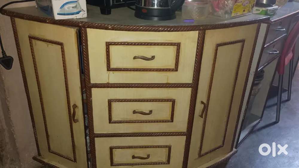 Computer Table, wooden corner, wooden Almira, 3+1+2 sofa with center T