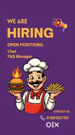 Passionate about cooking , customer handling. Training will provided.