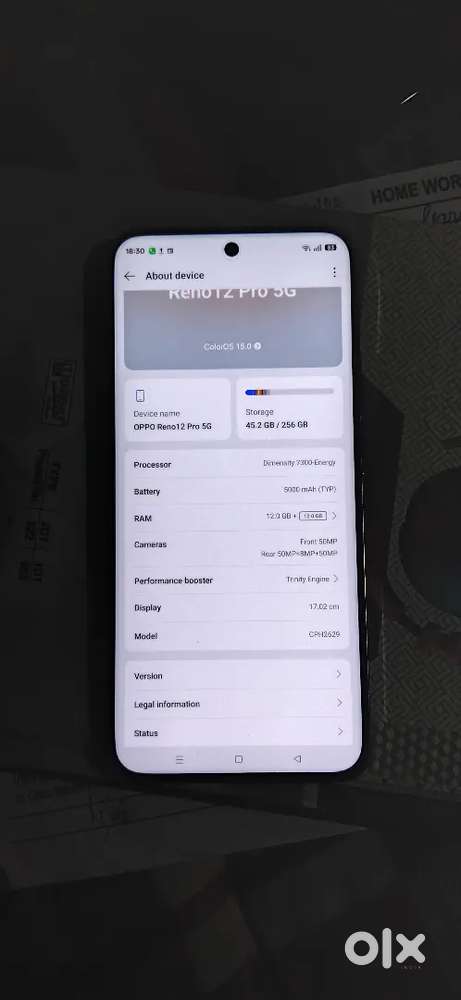 Oppo  reno 12 pro 12  256 2 month  hua hai