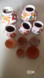 Marriage / wedding Gotrij - Set of 5 clay matli matki with pots