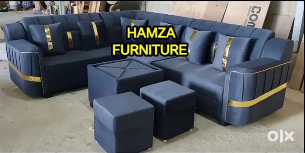 HAMZA FURNITURE NEW DESIGNER PLYWOOD L Shape Corner Sofa Set