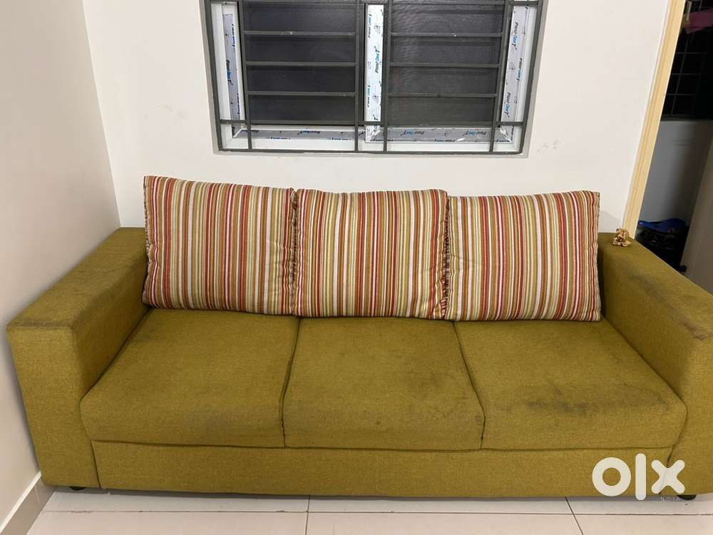 3 seater sofa with 2 pouffes