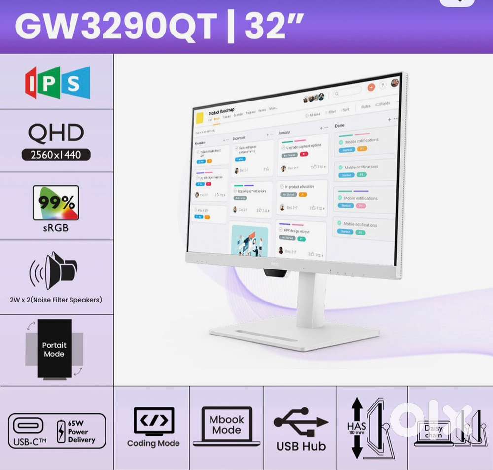 BenQ GW 32” Quad HD (2K) IPS Monitor – Excellent Condition