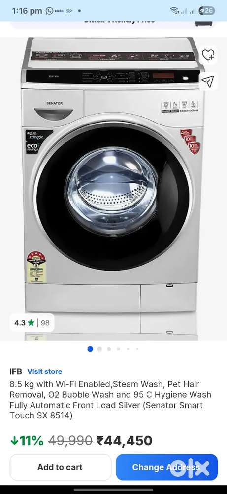 IFB SENATOR Smart touch 8.5kg , 1400 rpm