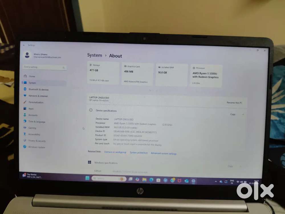 URGENT SALE: HP 15s  Ryzen 5  16GB RAM  512GB SSD  Best Condition