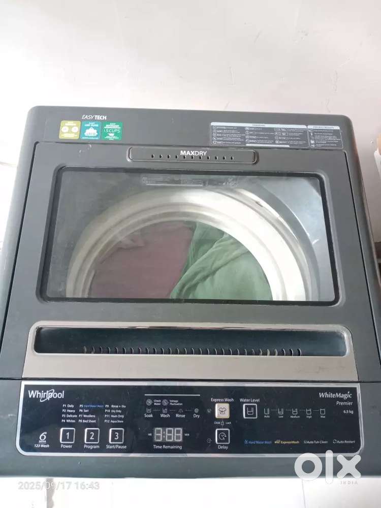 Whirlpool washing machine, white magic premier 6.5 kg