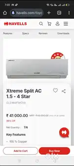 Llyod 1.5 ton 4 star split inverter AC