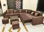 New design premium quality L shape hydraulic sofa cum bed with pillow