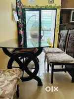Dining Table with Glass and 4 chairs