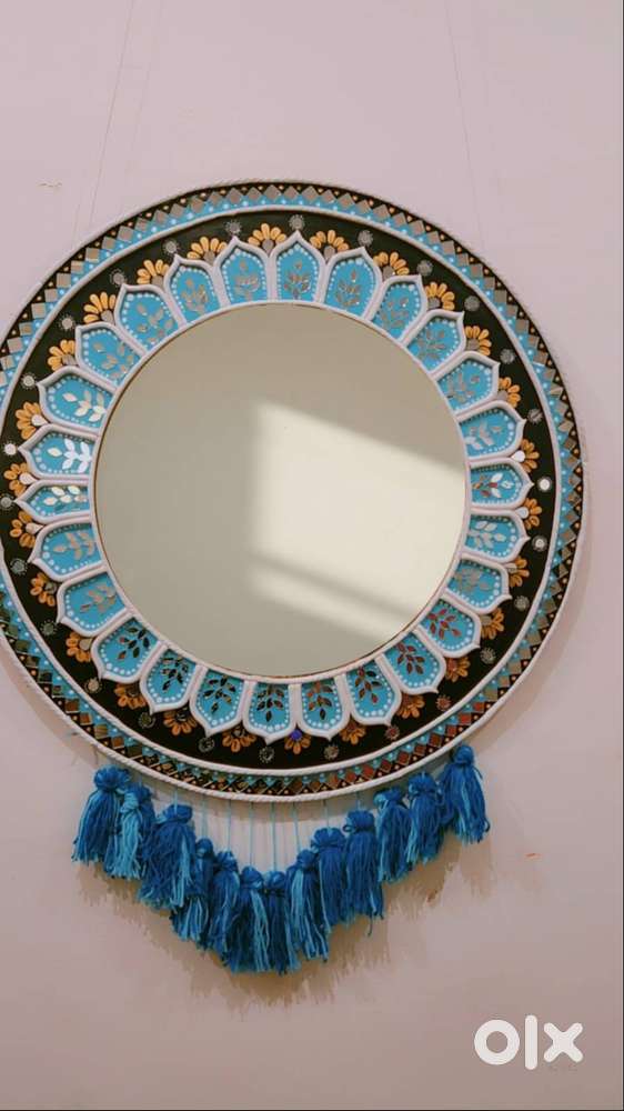 Handmade Decorative Wall Mirror – Unique Design with Tassels