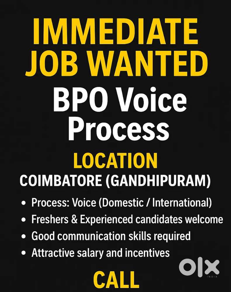 We have Bpo voice process urgent vacncy going in coimbatore