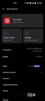 One plus nord 12 ram /256 gb