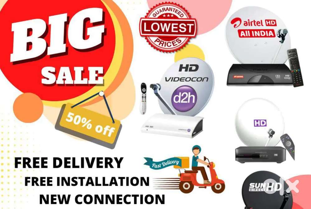 Biggest offer NEW DISH TV DTH D2H SKY HD BOX VIDEOCON PLAY AIRTEL Tatá