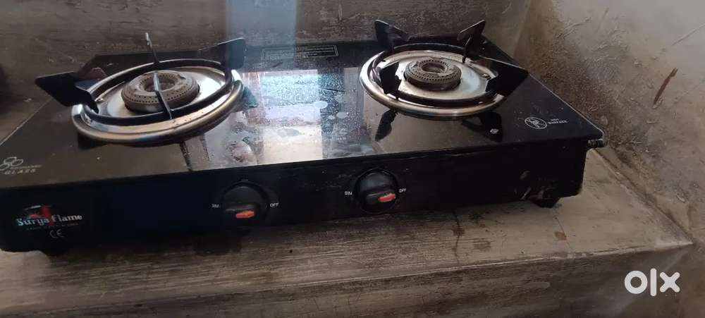 2 burner gas stove with glass top