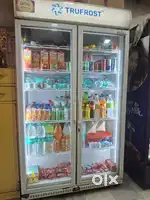 Double door glass freezer