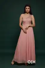 Old Rose Pink Lace Gown