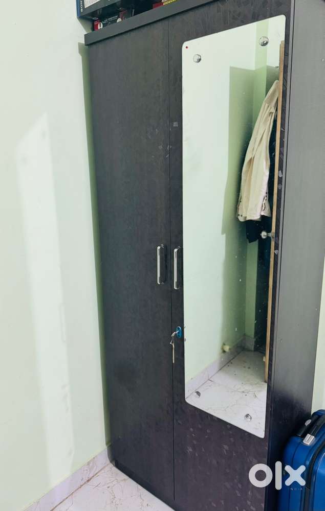 Brown wardrobe with mirror