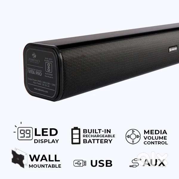 Zebronics ZEB Vita Pro 24W Black Portable Soundbar with Bluetooth, AUX