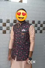 Mens Fancy Kurta with Clip Pyjama and Koti(Full Pair For Marriage)
