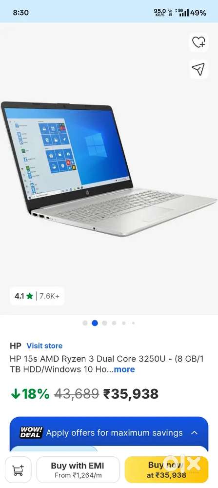 Laptop 1tb storage 8gb ram very good condition